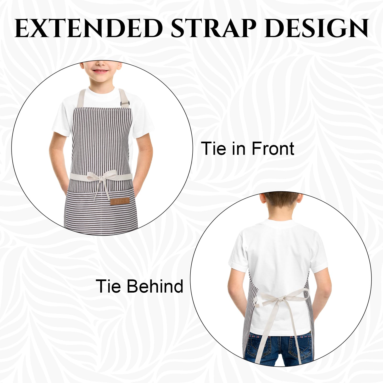 XLSXEXCL stripes kids apron color blend in black and grey for everyday wear