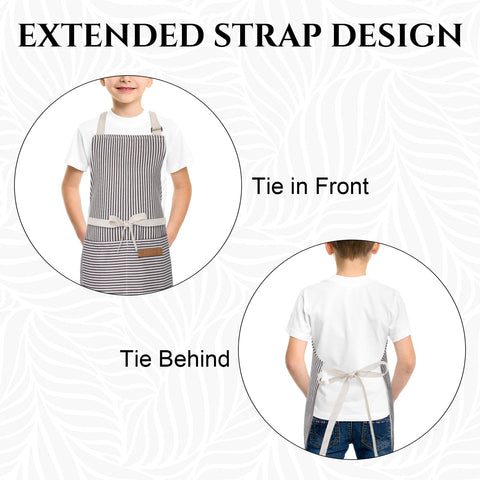 XLSXEXCL stripes kids apron color blend in black and grey for everyday wear