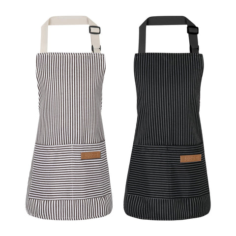 XLSXEXCL stripes kids apron front view protects clothes during cooking