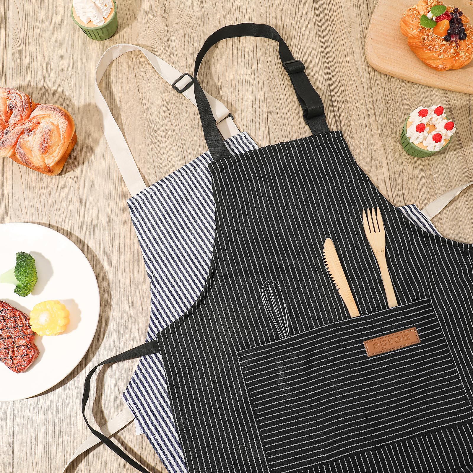 XLSXEXCL stripes kids apron grey adjustable waist for comfort
