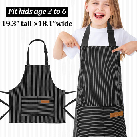 XLSXEXCL stripes kids apron grey front view with two deep pockets