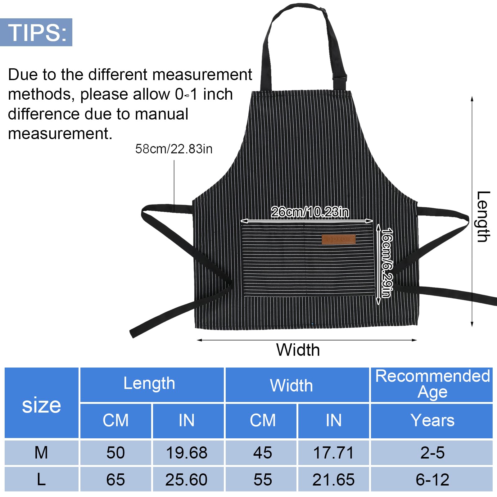XLSXEXCL stripes kids apron pocket detail keeps tools and snacks within reach