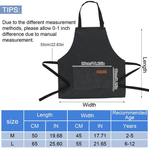 XLSXEXCL stripes kids apron pocket detail keeps tools and snacks within reach