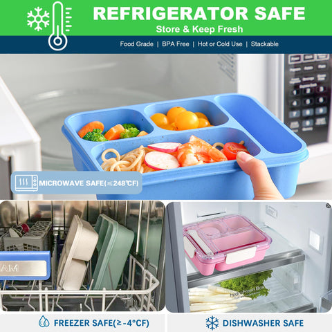 XMMEYU bento box blue stackable feature helps save space in fridge.