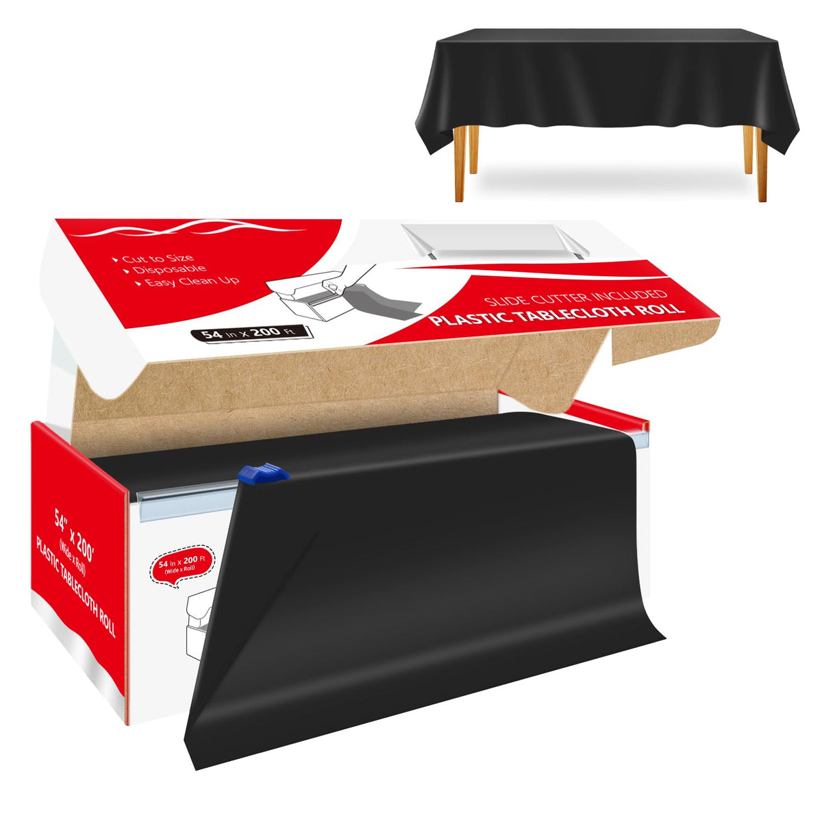 Xnluothsk 54-inch tablecloth roll with cutter box for quick party setup.