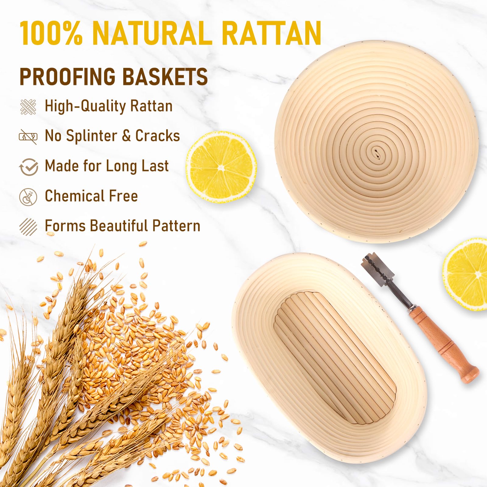 XOHUYD banneton oval 10-inch basket supports shape retention for proofing