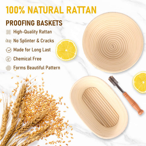 XOHUYD banneton oval 10-inch basket supports shape retention for proofing