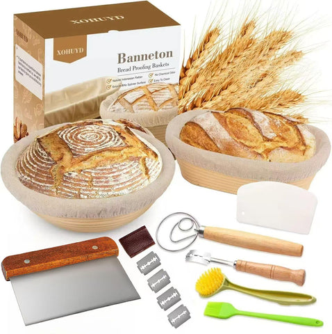 XOHUYD banneton round 9-inch basket for even dough rise and crispy crust