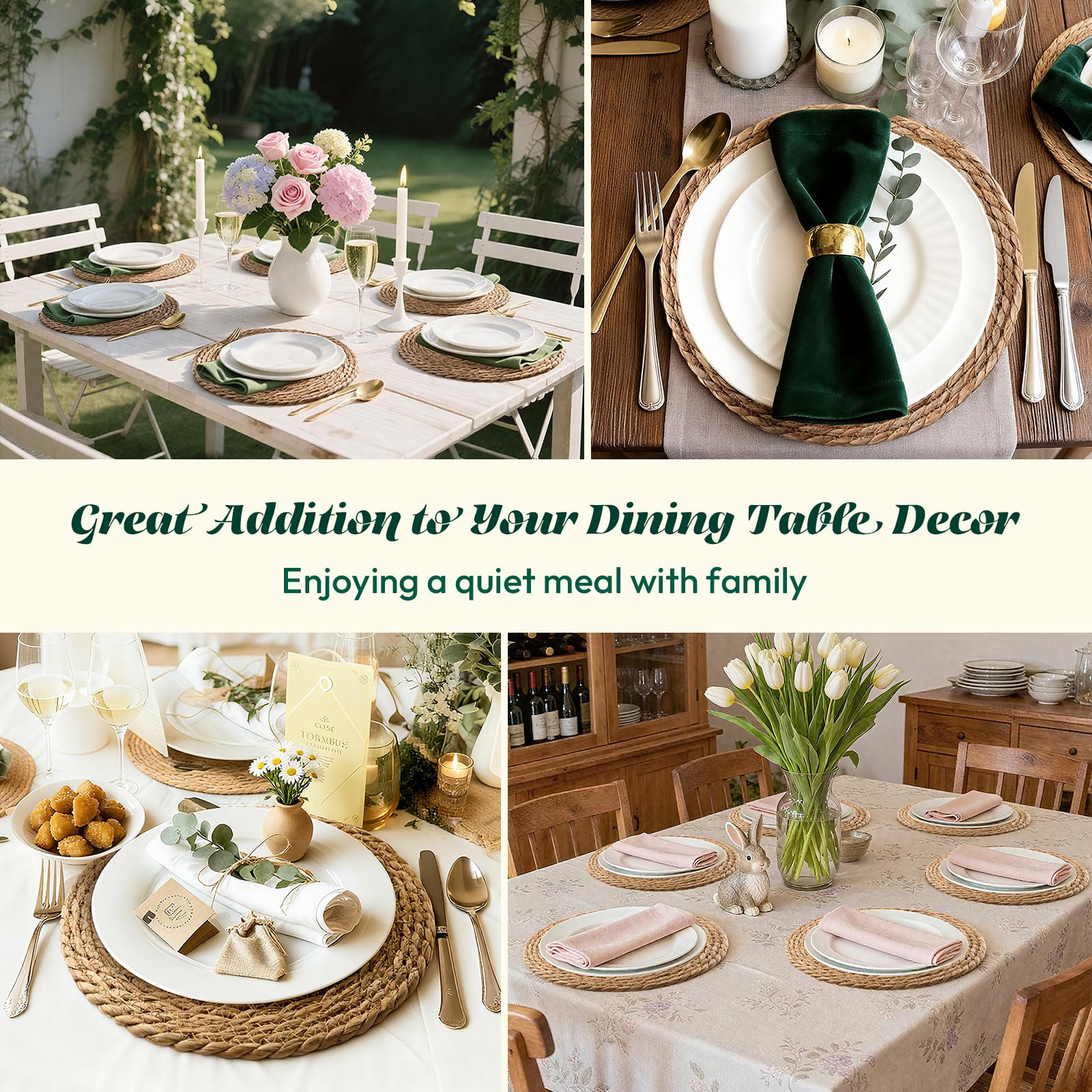 XOHUYD placemats on dining table with decor uses and wall-display option