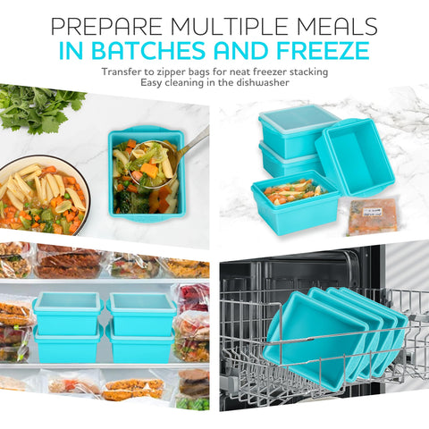 Xomoo two-cup trays fitting neatly in freezer bags for storage
