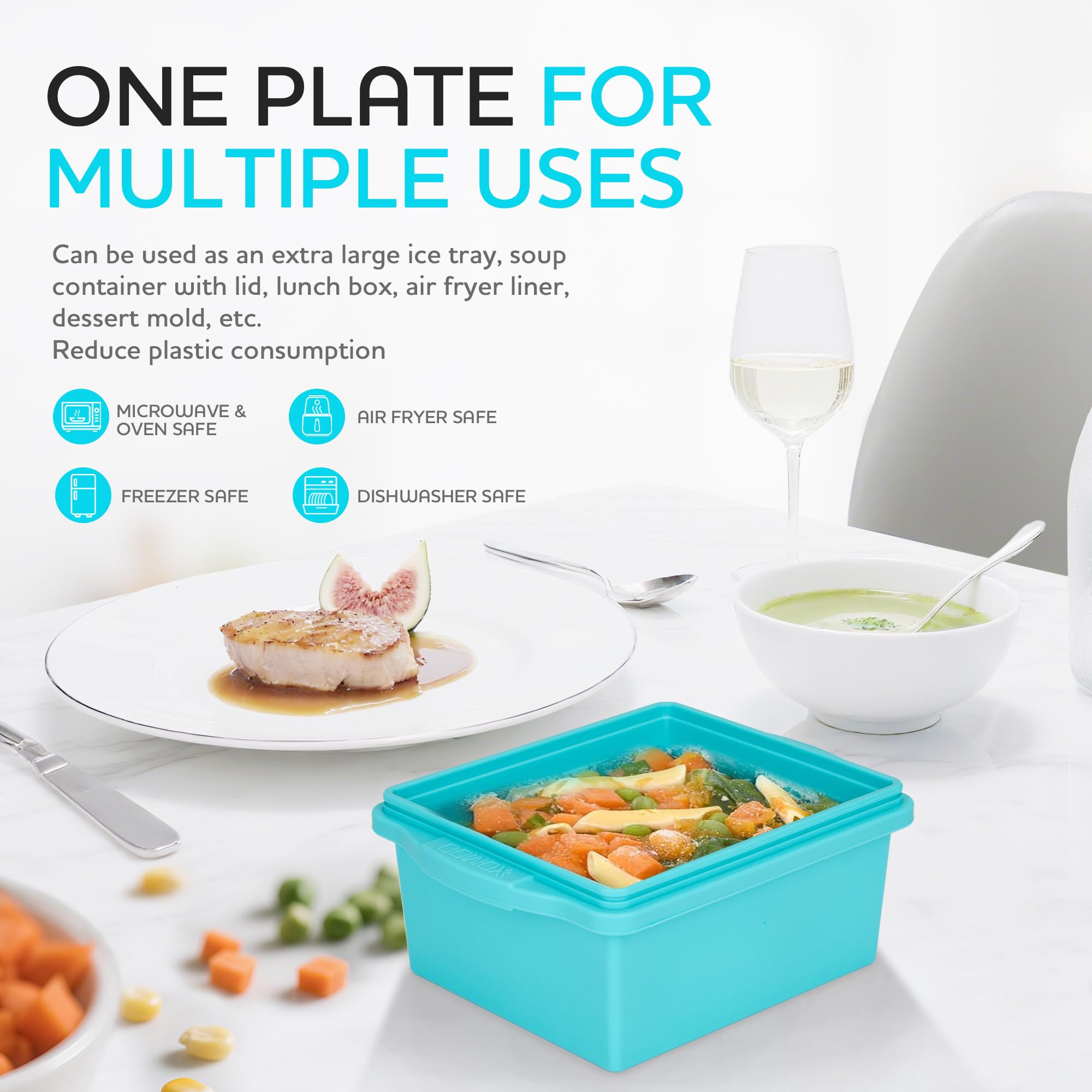 Xomoo leftovers and meal prep organized with 2-cup trays