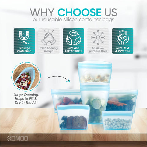 Xomoo silicone bag clear interior for quick view of items.