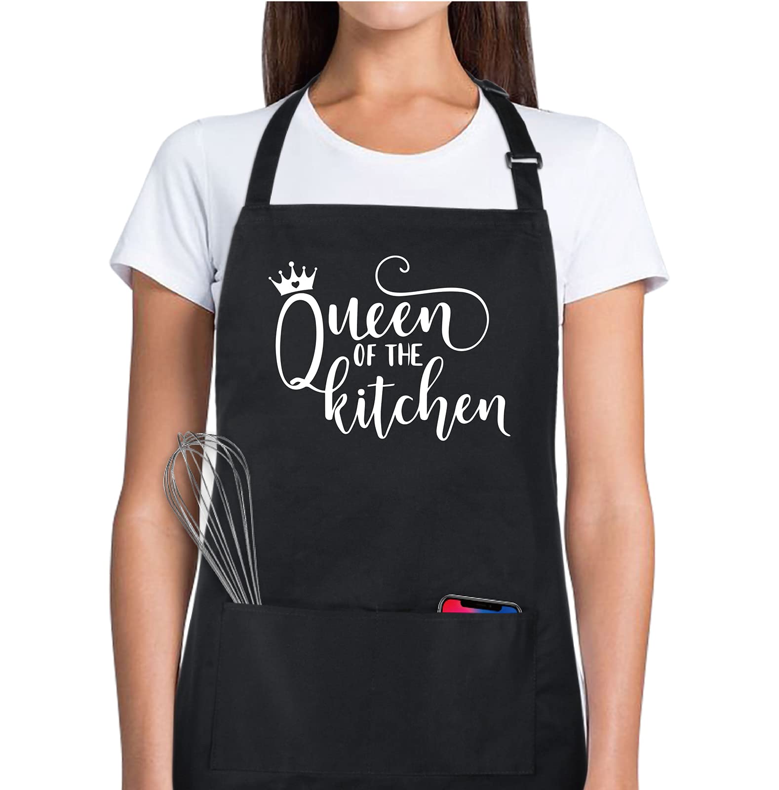 Xornis Queen of the Kitchen apron front view keeps clothes clean during cooking