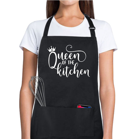 Xornis Queen of the Kitchen apron front view keeps clothes clean during cooking