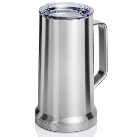 XPAC 22oz beer stein with lid and handle keeps beverages secure on the go