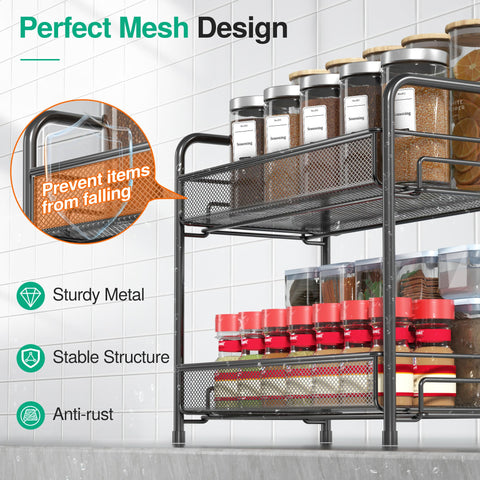 Xpatee Spice Rack features anti-slip feet on a glossy kitchen surface
