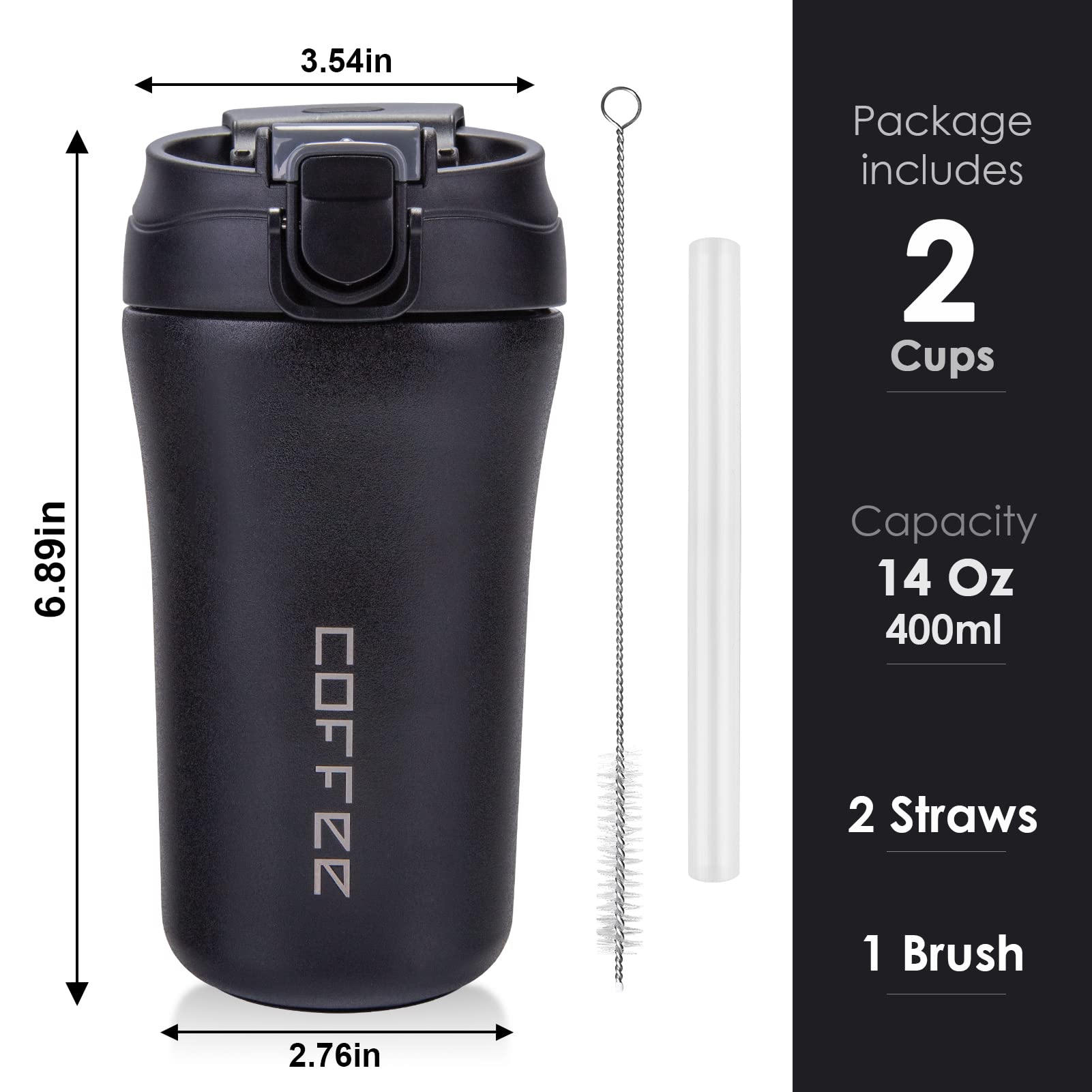 XPIY 400ml capacity mug ideal for daily commute.