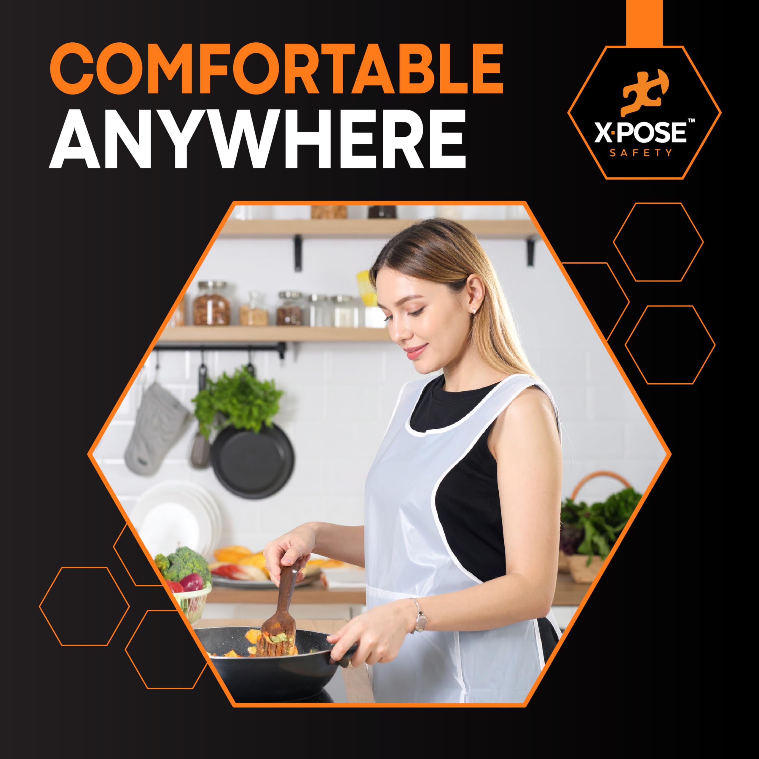 Xpose Safety 100 White Apron used by teachers in classroom activities.