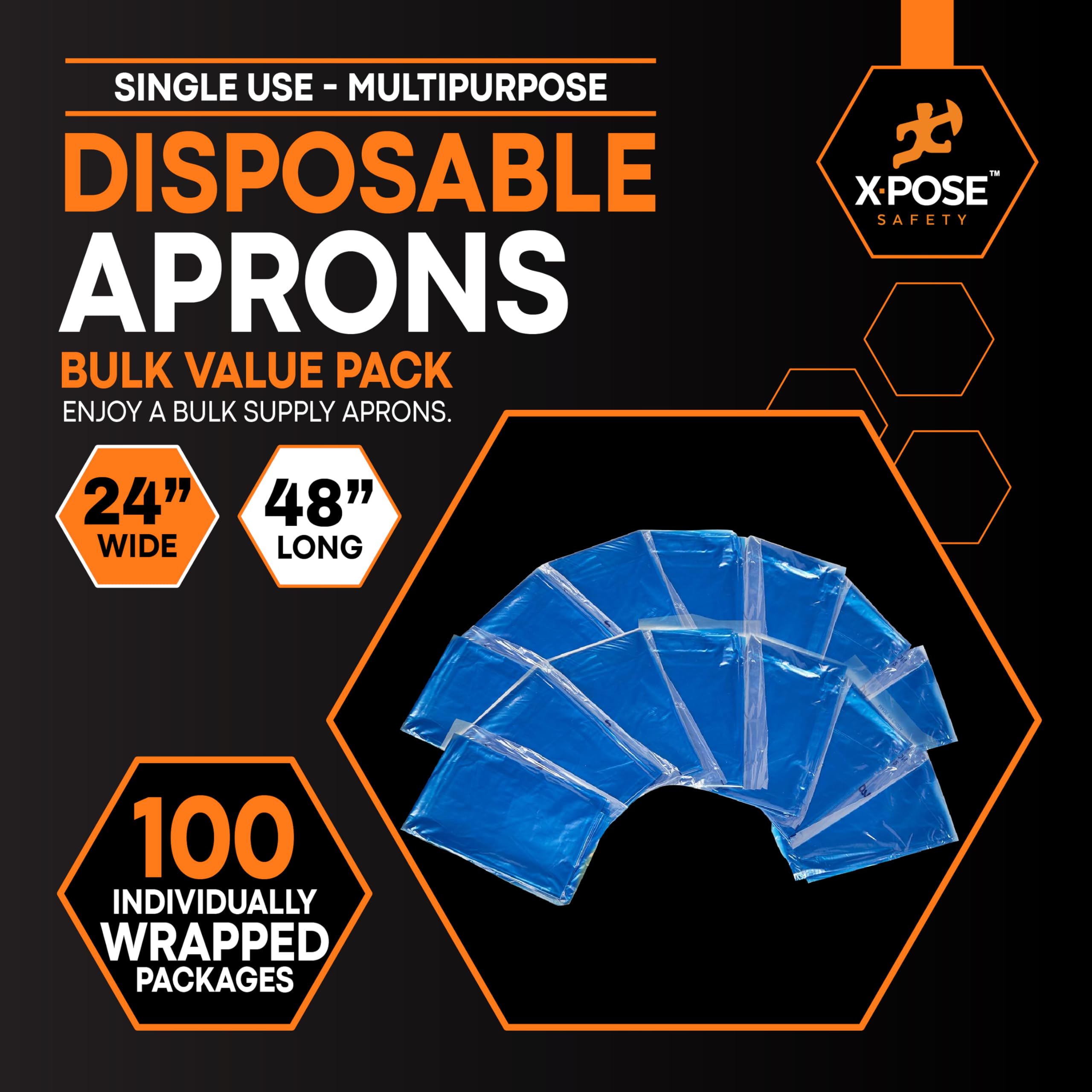 Xpose Safety 1 mil waterproof polyethylene apron offers durable protection during cooking.