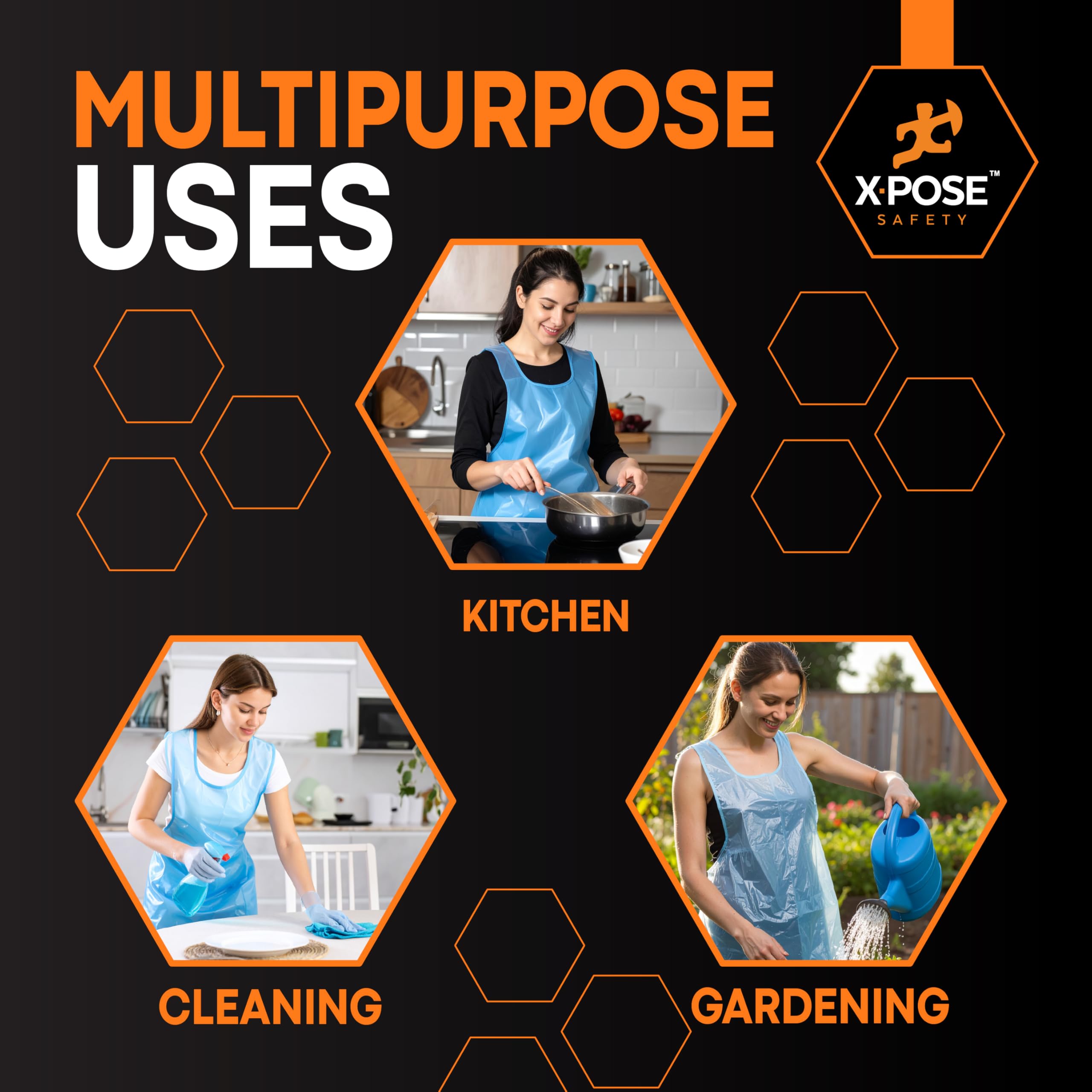 Xpose Safety blue apron suitable for painting, cooking, or classroom activities.