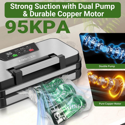 XQDCZR 10-in-1 vacuum sealer with dry/moist modes suits snacks and produce.