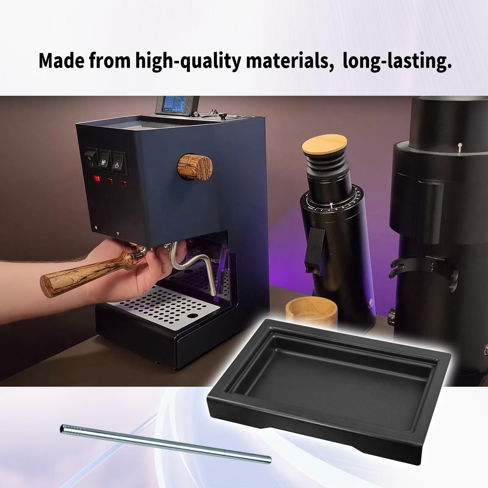 Full package includes black ABS tray and long stainless steel tube.