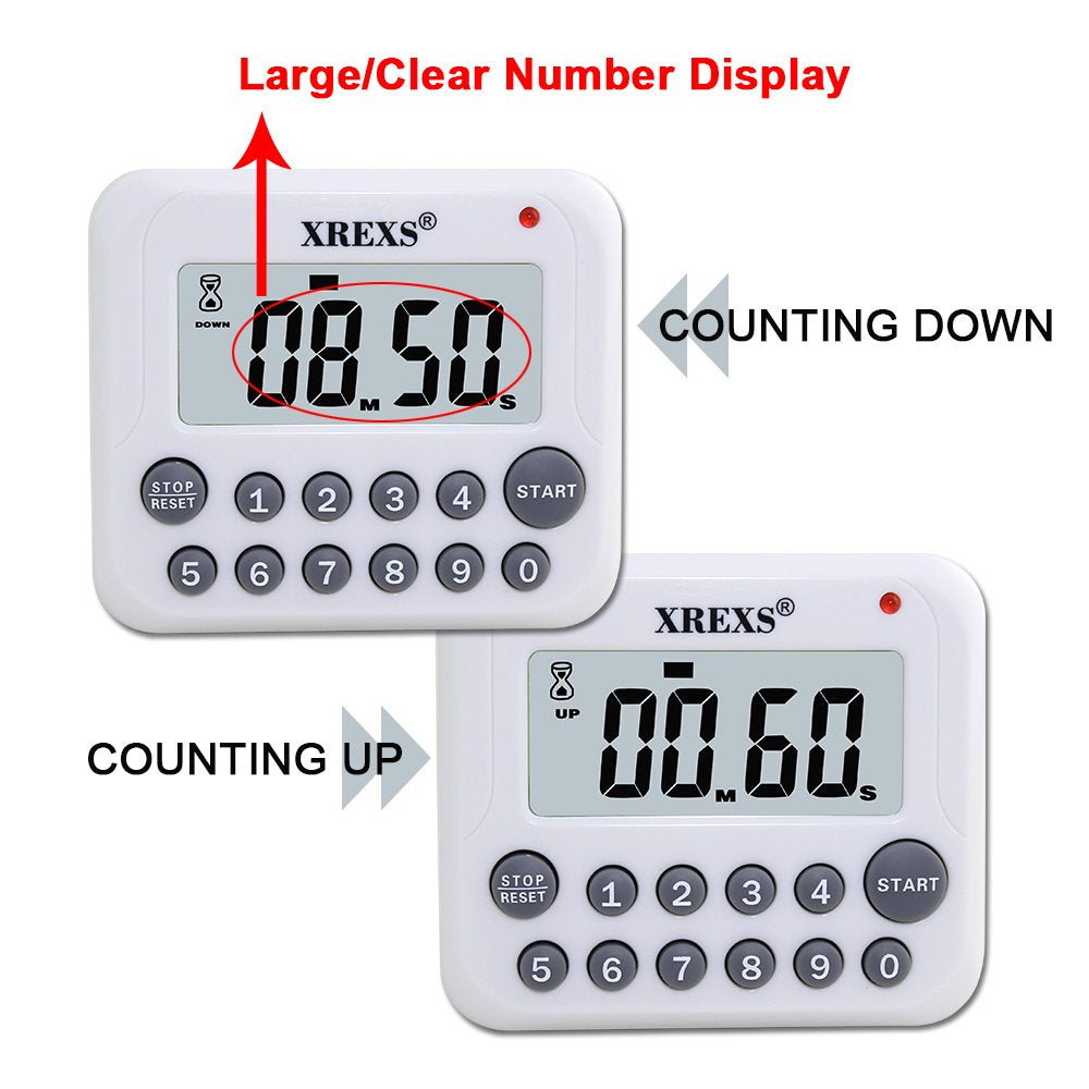 XREXS kitchen timer delivers a loud alarm for clear reminders.