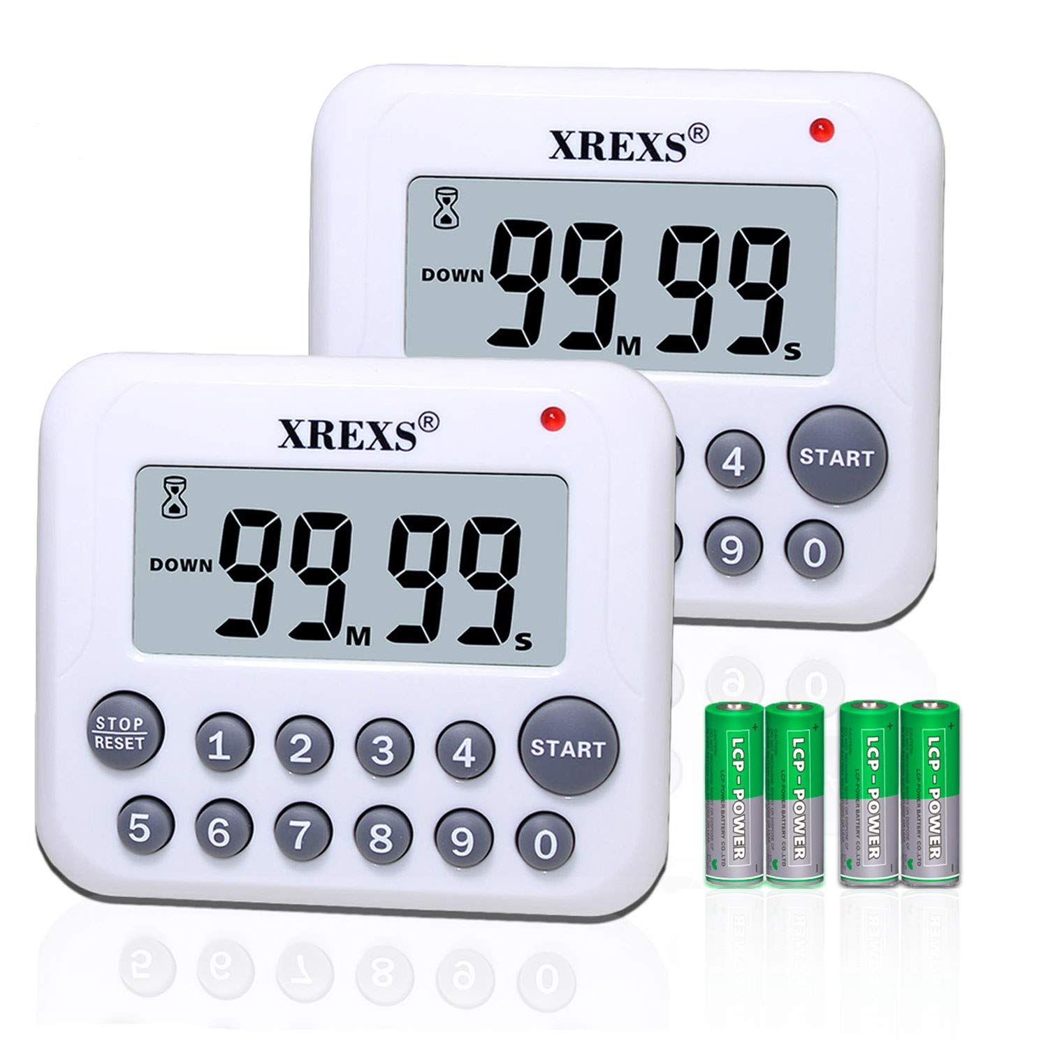 XREXS digital kitchen timer with magnet back for fridge placement.