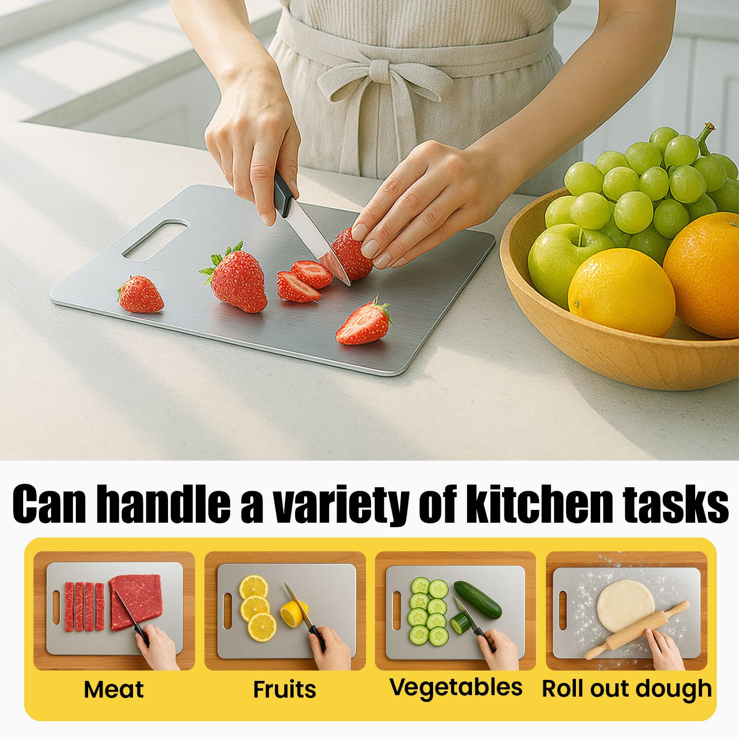 XTBSE titanium cutting board large – expansive prep area for bigger meals.