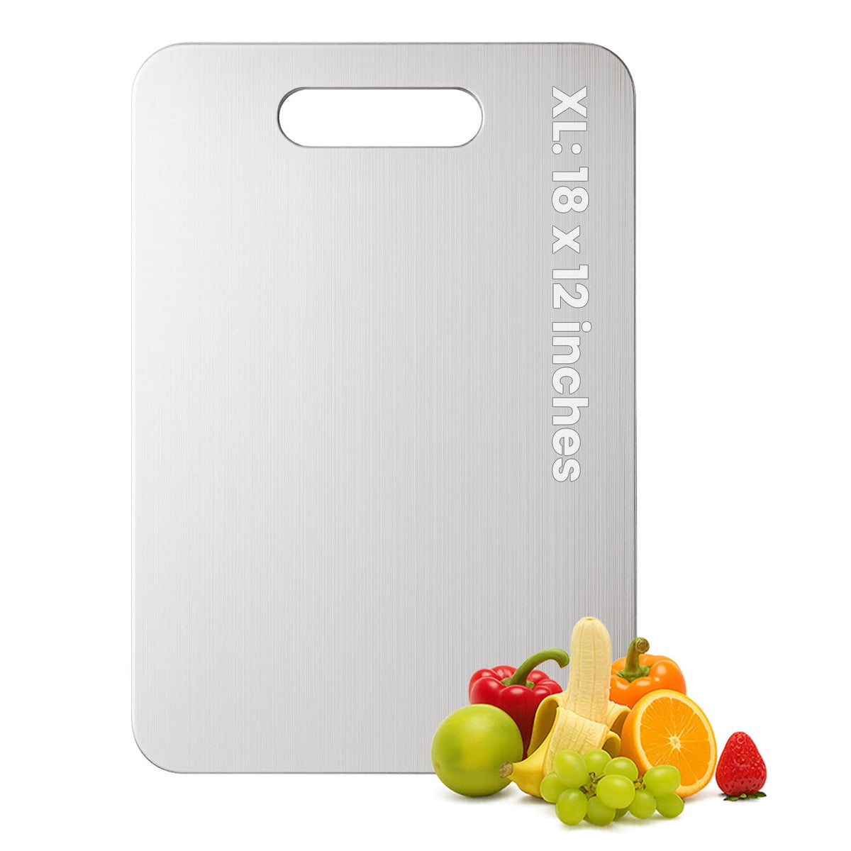 XTBSE titanium cutting board top view shows smooth nonporous surface ideal for easy cleanup.