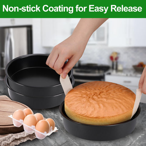 Xtujcya fixed-bottom round cake pan ensures mess-free oven experiences.