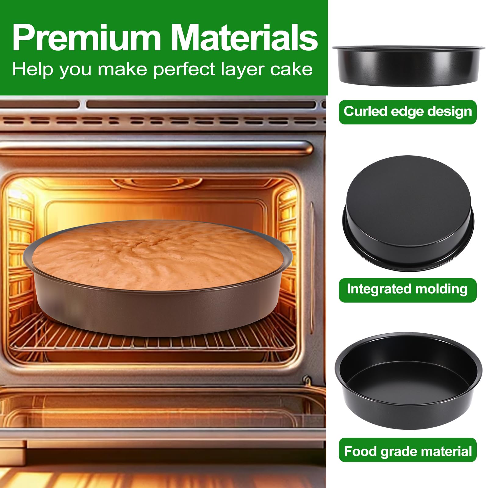 Xtujcya straight-edge pan delivers sharp cake edges for even layers.