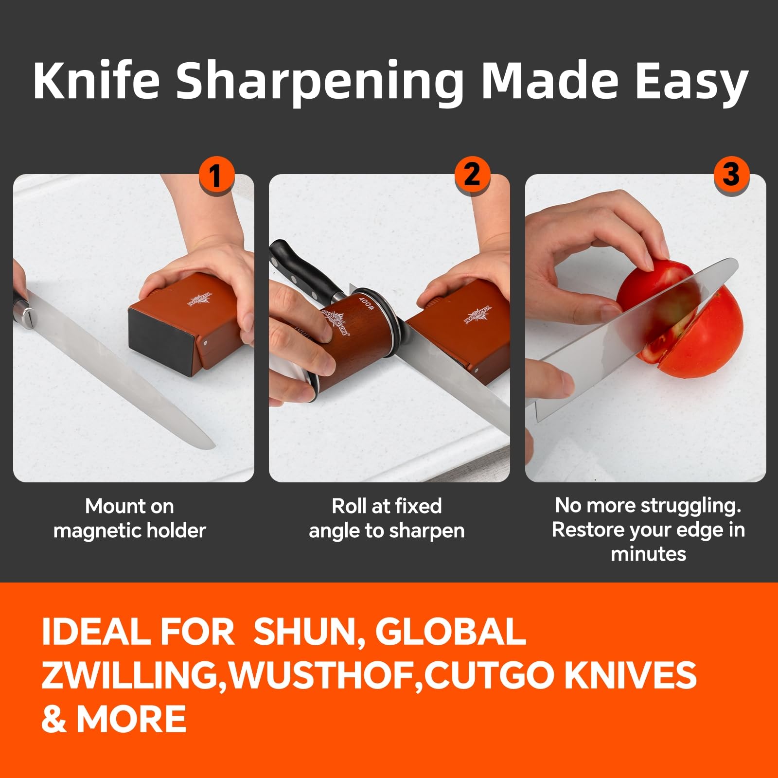 XUDAKAIXIN rolling sharpener with diamond disc for fast edge restoration