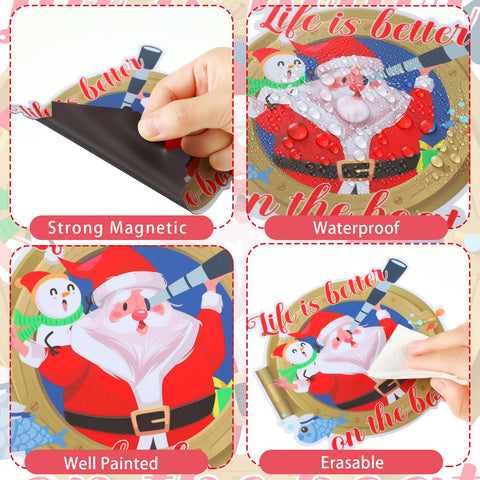 Xuhal Christmas Cruise Magnet life buoy motif provides coastal charm on the fridge.