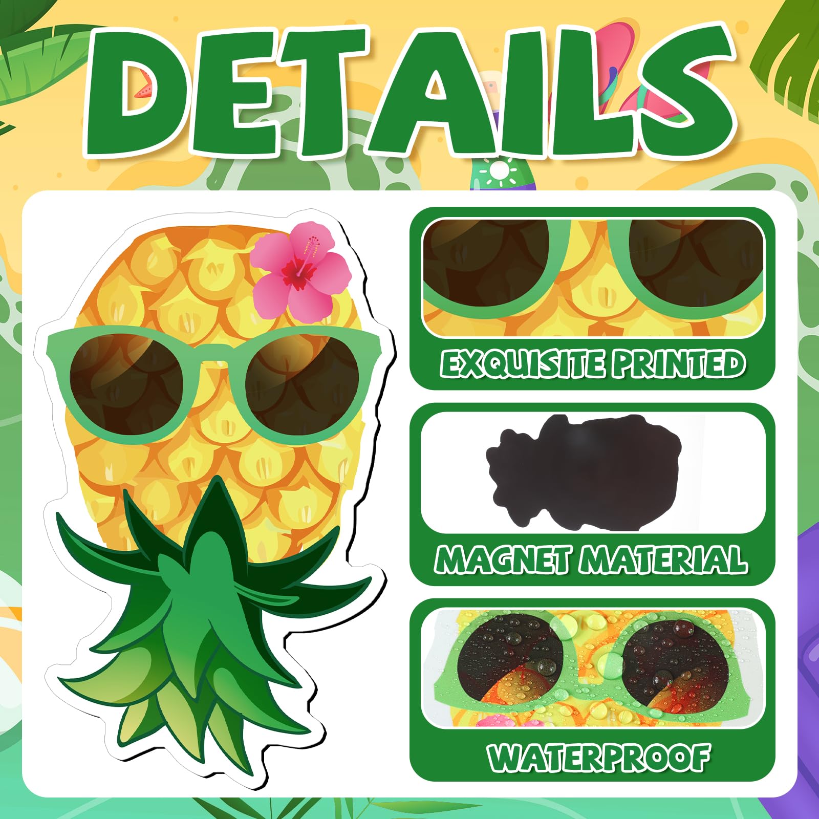 Xuhal pineapple magnets on car surface provide festive decor and quick reference