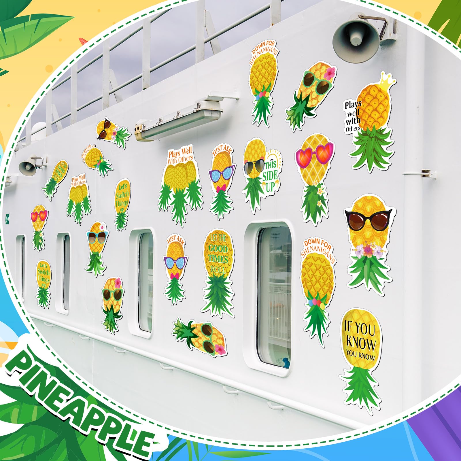 Xuhal pineapple magnets on ship door offer tropical vibe and simple surface customization