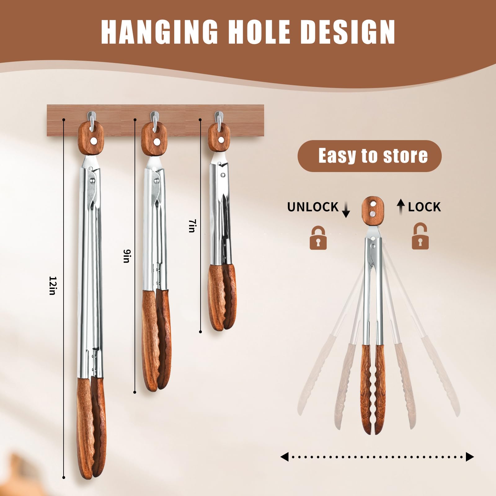 XUJKK wooden tongs 9-inch versatile size for salads and pasta