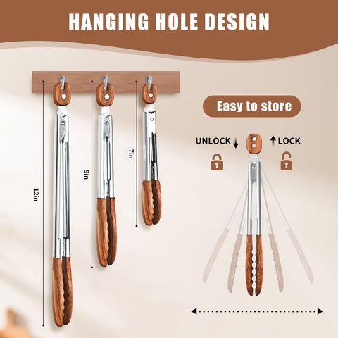 XUJKK wooden tongs 9-inch versatile size for salads and pasta