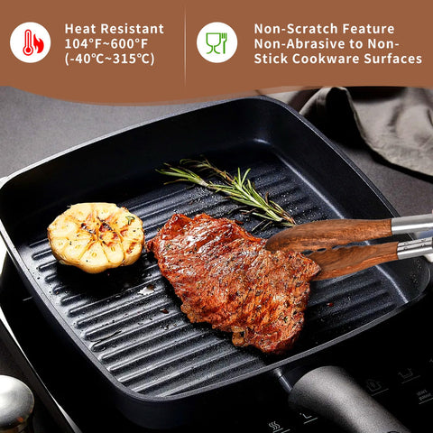 XUJKK wooden tongs with non-scratch tips safe on non-stick cookware