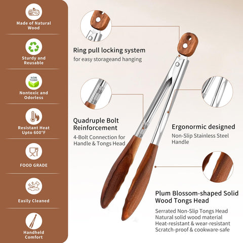 XUJKK wooden tongs pull ring lock for secure storage