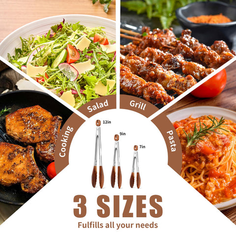 XUJKK wooden tongs with stainless steel reinforcement for durability