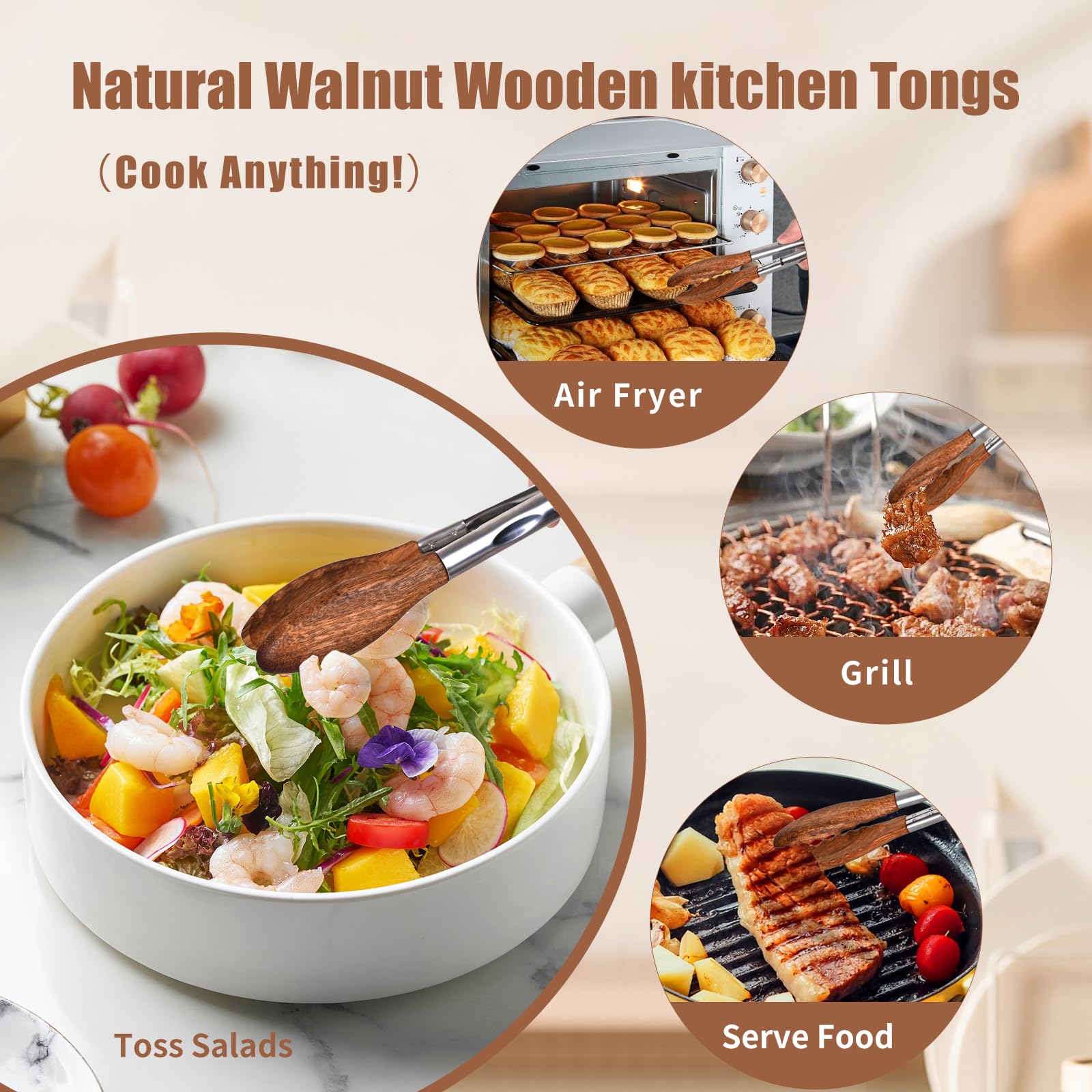 XUJKK wooden tongs care guide to preserve walnut finish