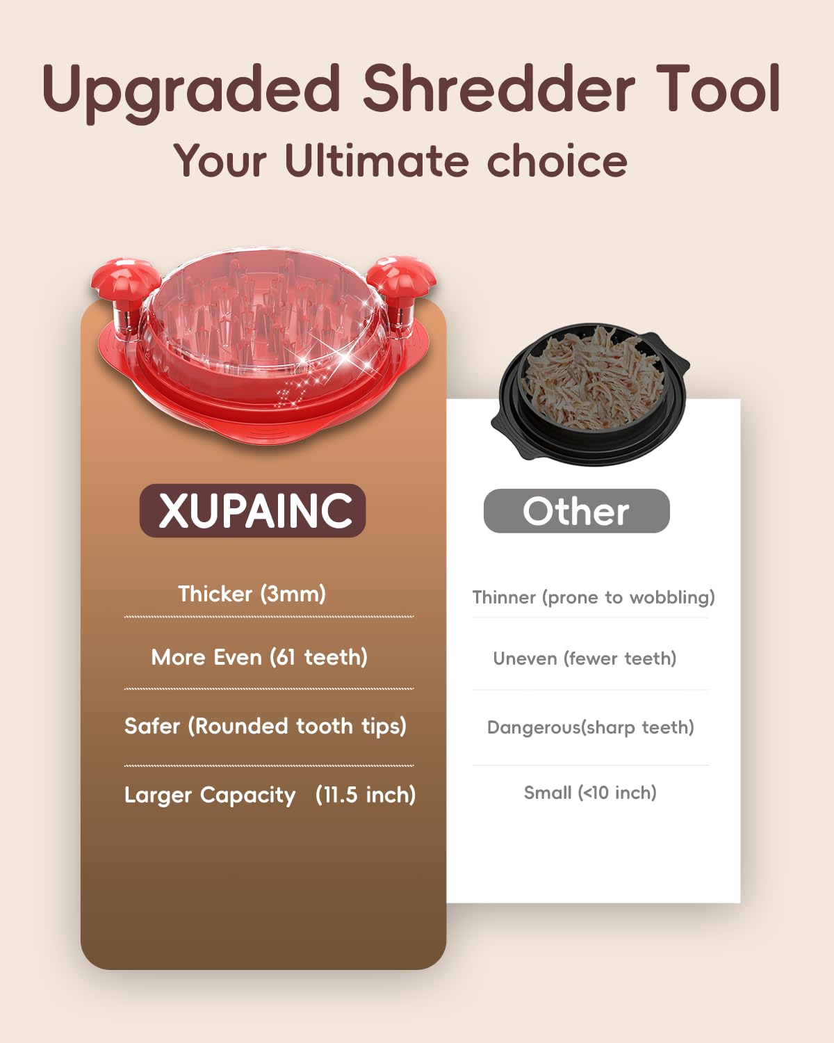 XUPAINC XL 11.5-inch shredder no-muss shredding for tacos and salads