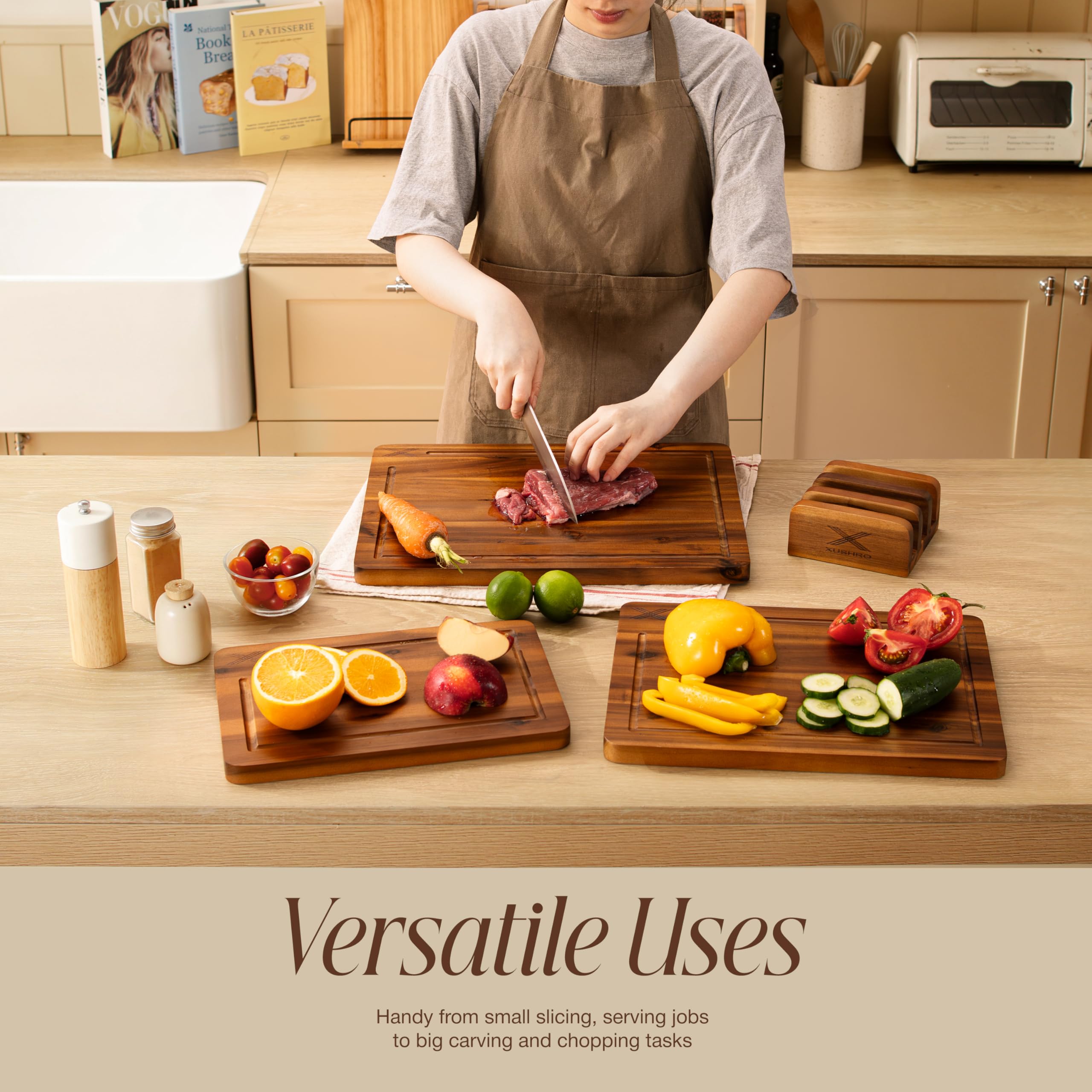 Xushro Acacia wood serving tray for cheeses and appetizers
