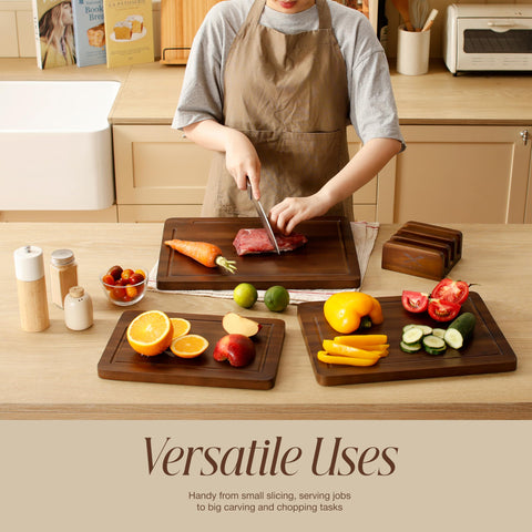 Xushro acacia wood finish highlights natural grain for an attractive serving tray.
