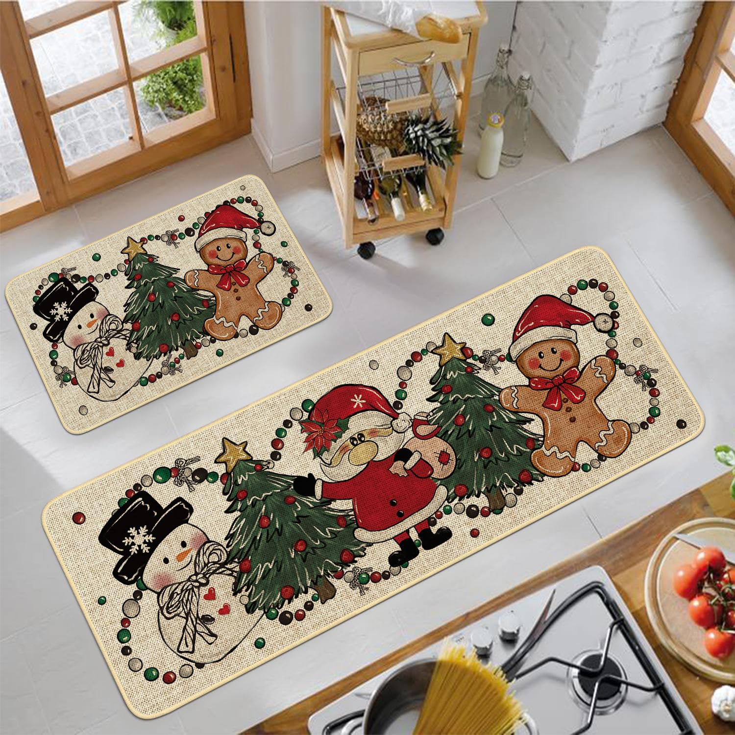 xuujdoppwul Easy-clean kitchen mat, quick to vacuum or rinse after meals