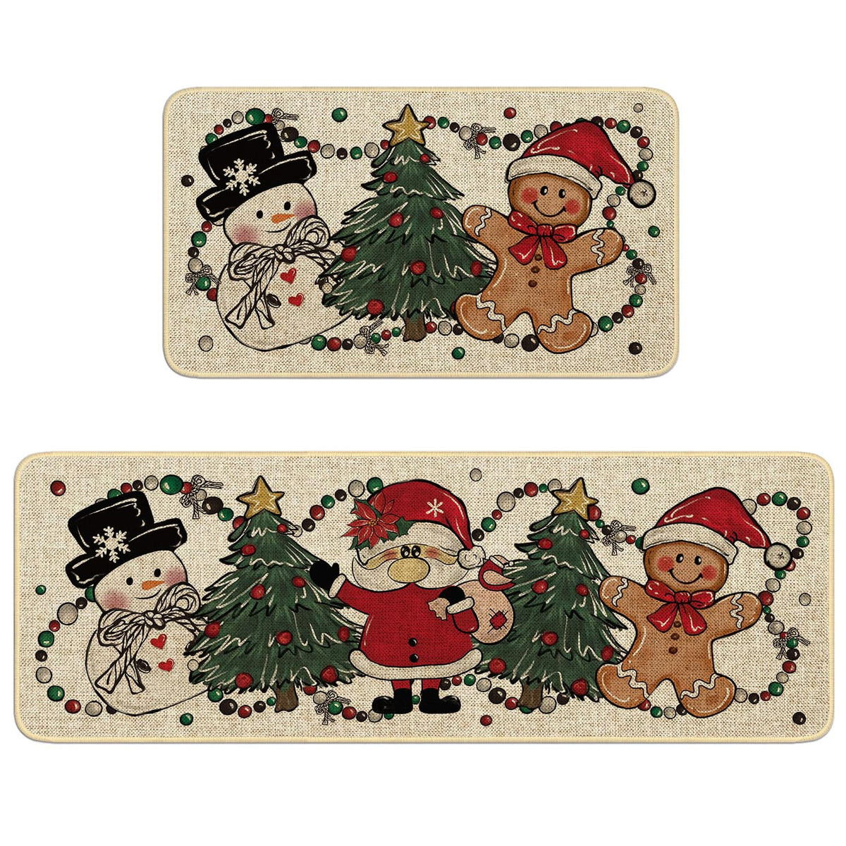 xuujdoppwul Christmas kitchen rug long 17x47 with tree motif, helps keep floors clean
