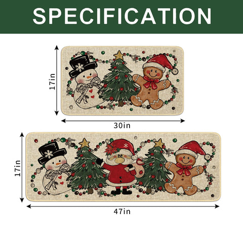 xuujdoppwul Christmas tree-pattern kitchen rug, adds seasonal flair and foot comfort
