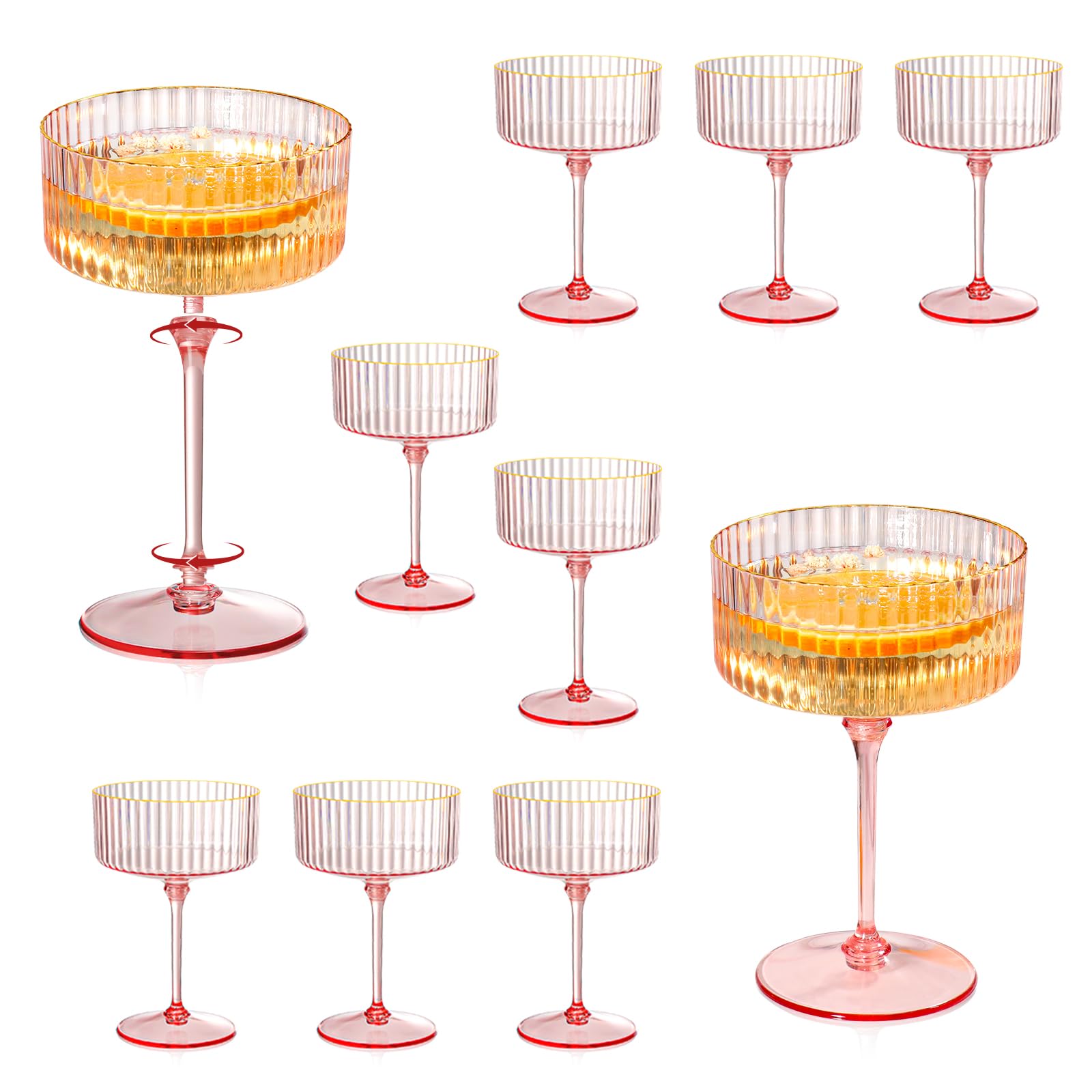 XUWAIDSGN pink glass with a gold rim offers elegant 9 oz champagne pours.