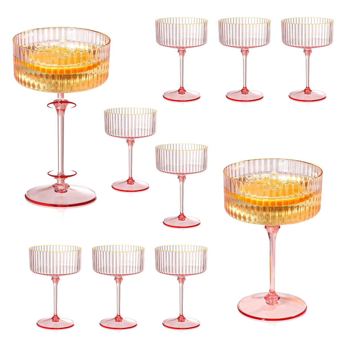 XUWAIDSGN pink glass with a gold rim offers elegant 9 oz champagne pours.